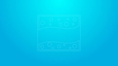 Pembe çizgi altın madeni ikonu mavi arkaplanda izole edilmiş. 4K Video hareketli grafik canlandırması