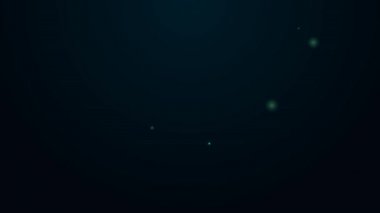 Parlayan neon hattı tahta kütük simgesi siyah arkaplanda izole edildi. Yakacak odun yığını. 4K Video hareketli grafik canlandırması