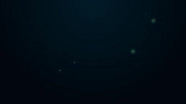 Parlayan neon hattı tahta kiriş simgesi siyah arkaplanda izole edildi. Kereste kalası. 4K Video hareketli grafik canlandırması