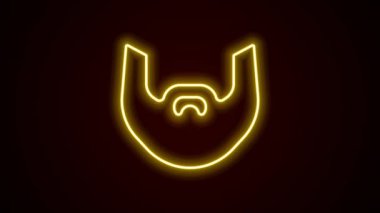Parlak neon çizgili bıyık ve sakal simgesi siyah arkaplanda izole edilmiş. Berber dükkanı sembolü. Yüz kılı stili. 4K Video hareketli grafik canlandırması