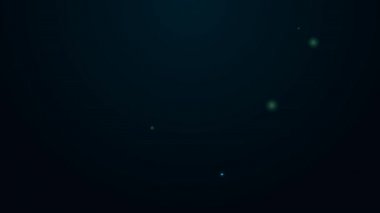 Parlayan neon hattı kapalı kapı simgesi siyah arkaplanda izole edildi. 4K Video hareketli grafik canlandırması