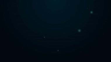 Siyah arka planda izole edilmiş çelik dişli disk simgesi ile parlayan neon çizgisi elektrikli testere. Tahta ya da metal kesmek için elektrikli el aleti. 4K Video hareketli grafik canlandırması