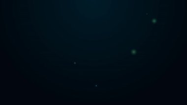 Parlayan neon hattı siyah arka planda izole edilmiş duman simgesi olan sigara piposu. Tütün piposu. 4K Video hareketli grafik canlandırması