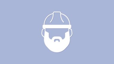 Beyaz Sakallı Oduncu ikonu, mor arka planda izole edilmiş. 4K Video hareketli grafik canlandırması