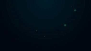 Parlayan neon hattı ağaç kütüğü simgesi siyah arkaplanda izole edildi. 4K Video hareketli grafik canlandırması