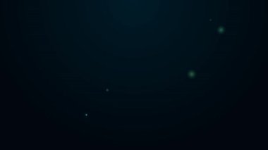 Parlayan neon hattı tahta kütük simgesi siyah arkaplanda izole edildi. Yakacak odun yığını. 4K Video hareketli grafik canlandırması