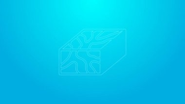 Pembe çizgi ahşap kiriş ikonu mavi arkaplanda izole edildi. Kereste kalası. 4K Video hareketli grafik canlandırması