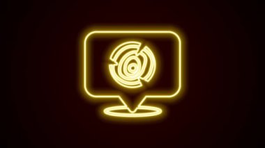 Parlayan neon hattı tahta kütük simgesi siyah arkaplanda izole edildi. Yakacak odun yığını. 4K Video hareketli grafik canlandırması