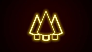 Parlayan neon hattı Noel ağacı simgesi siyah arkaplanda izole edilmiş. Mutlu Noeller ve mutlu yıllar. 4K Video hareketli grafik canlandırması