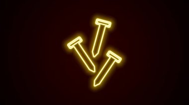 Parlayan neon çizgisi metalik tırnak simgesi siyah arkaplanda izole edilmiş. 4K Video hareketli grafik canlandırması