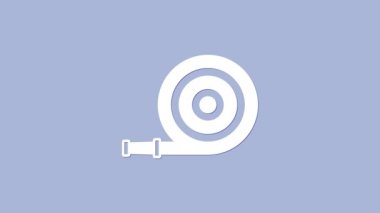 Beyaz itfaiye hortumu ikonu mor arka planda izole edilmiş. 4K Video hareketli grafik canlandırması