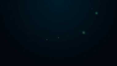 Siyah arkaplanda izole edilmiş ateş alev ikonu olan parlak neon çizgili harita işaretçisi. Yakında yangın var. 4K Video hareketli grafik canlandırması