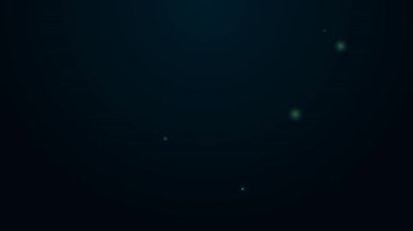 Yanan ev simgesinde parlayan neon hattı yangını siyah arka planda izole edildi. 4K Video hareketli grafik canlandırması