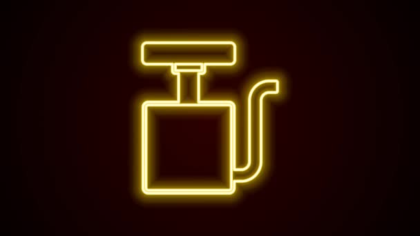 Glowing neon line detonator Handle untuk ikon dinamit terisolasi pada latar belakang hitam. Animasi grafis gerak Video 4K — Stok Video