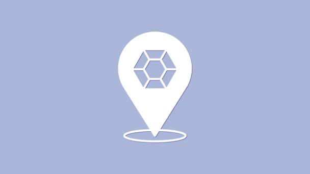 Gemma bianca icona di pietra isolata su sfondo viola. Simbolo di gioielli. Diamante. Animazione grafica 4K Video motion — Video Stock