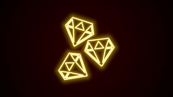 Świecące neon linii Kamień klejnot ikona izolowana na czarnym tle. Symbol biżuterii. Diament. 4K Animacja graficzna ruchu wideo — Wideo stockowe