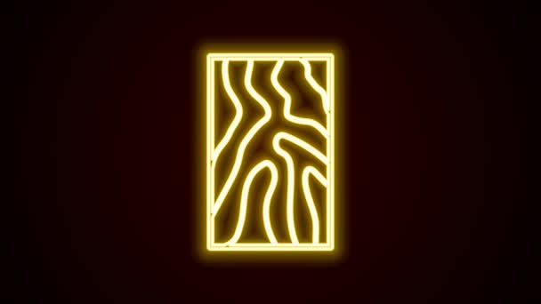 Zářící neonová čára Ikona dřevěného trámu izolovaná na černém pozadí. Dřevěné prkno. Grafická animace pohybu videa 4K — Stock video