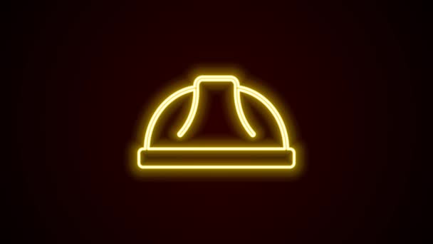 Glowing neon line Worker safety helmet icon isolated on black background. 4K Video motion graphic animation — Stock Video