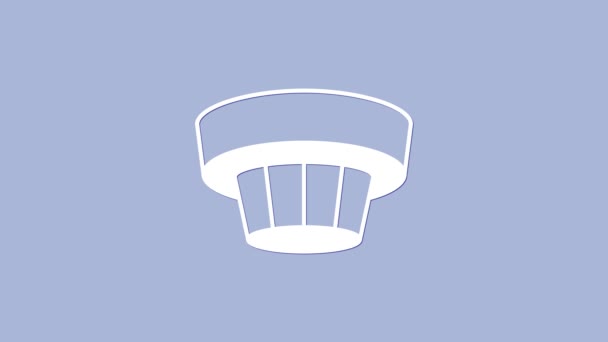 Ícone branco do sistema de alarme de fumaça isolado no fundo roxo. Detector de fumo. Animação gráfica em movimento de vídeo 4K — Vídeo de Stock