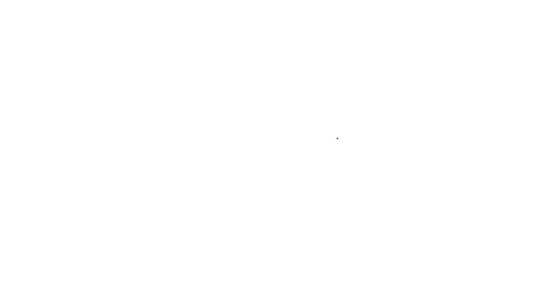 Černá čára Ohnivý kužel ikona izolované na bílém pozadí. Kovový kužel prázdný nebo s vodou pro hašení požáru. Grafická animace pohybu videa 4K — Stock video