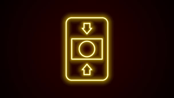 Glowing neon line Fire alarm system icon isolated on black background. Pull danger fire safety box. 4K Video motion graphic animation — Stock Video