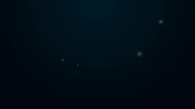 Parlayan neon hattı alarm zili simgesi siyah arkaplanda izole edildi. Yangın alarmı. Servis zili, el zili işareti, uyarı sembolü. 4K Video hareketli grafik canlandırması