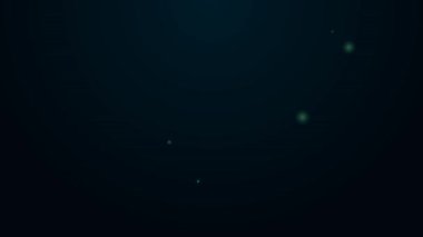 Parlayan neon hattı film makarası simgesi siyah arkaplanda izole edildi. 4K Video hareketli grafik canlandırması