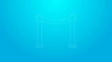 Pembe çizgi bariyer simgesi mavi arkaplanda izole edildi. VIP etkinliği, lüks kutlama. Ünlüler partisi girişi. 4K Video hareketli grafik canlandırması