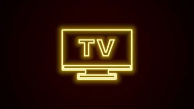 Parlayan neon hattı Akıllı TV simgesi siyah arkaplanda izole edildi. Televizyon tabelası. 4K Video hareketli grafik canlandırması