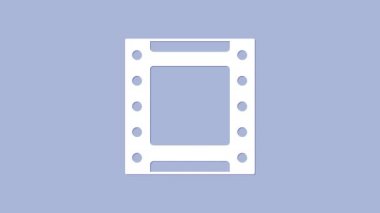 Beyaz Oyun Görüntü simgesi mor arkaplanda izole edildi. Film şeridi tabelası. 4K Video hareketli grafik canlandırması