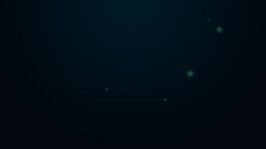Parlak neon hattı sunumu, film, film, medya projektörü simgesi siyah arkaplanda izole edildi. 4K Video hareketli grafik canlandırması