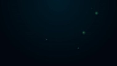 Parlayan neon hattı çevrimiçi video simgesi siyah arkaplanda izole edildi. Oyun işaretli film şeridi. 4K Video hareketli grafik canlandırması