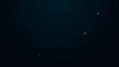 Parlayan neon hattı Geleneksel Kızılderili çadırı veya wigwam simgesi siyah arkaplanda izole. Kızılderili çadırı. 4K Video hareketli grafik canlandırması