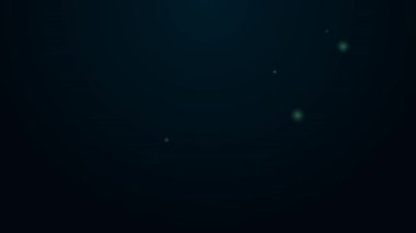 Parlayan neon hattı geyik boynuzu simgesi siyah arkaplanda izole edildi. Duvarda av kupası. 4K Video hareketli grafik canlandırması