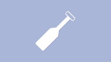 Beyaz Paddle simgesi mor arkaplanda izole edildi. Kürek çekin. 4K Video hareketli grafik canlandırması