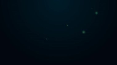 Parlayan neon hattı Inukshuk simgesi siyah arkaplanda izole edildi. 4K Video hareketli grafik canlandırması