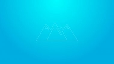 Dağlı pembe çizgi Kanada manzarası ve mavi arka planda izole edilmiş göl ikonu. 4K Video hareketli grafik canlandırması