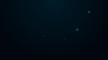 Siyah arka planda izole edilmiş dağları ve göl ikonu olan parlak neon çizgisi Kanada manzarası. 4K Video hareketli grafik canlandırması