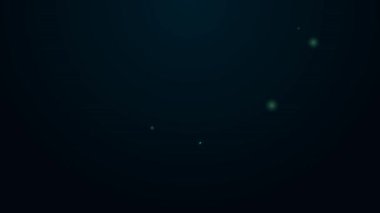 Parlayan neon hattı buz hokeyi sopaları simgesi siyah arka planda izole edildi. 4K Video hareketli grafik canlandırması