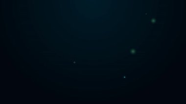 Parlayan neon hattı Igloo buz evi simgesi siyah arka planda izole edildi. Kar evi, Eskimo kubbesi şeklindeki baraka, bloklardan yapılmış. 4K Video hareketli grafik canlandırması