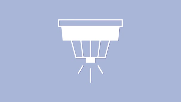 Иконка системы сигнализации "Белый дым" выделена на фиолетовом фоне. Детектор дыма. Видеографическая анимация 4K — стоковое видео