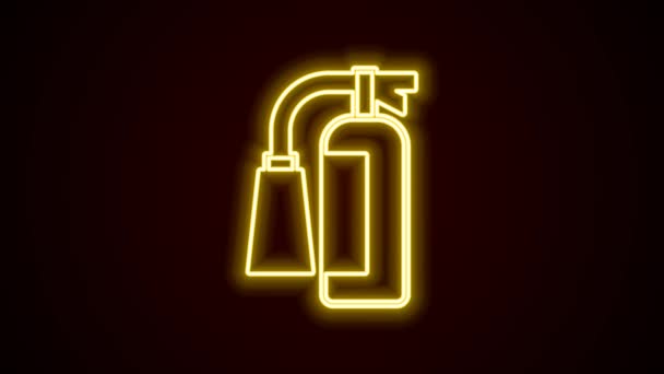 Glödande neon line Brandsläckare ikon isolerad på svart bakgrund. 4K Video motion grafisk animation — Stockvideo