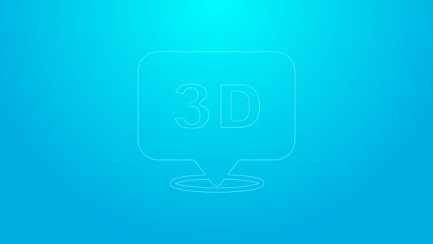 Icono de palabra 3D de línea rosa aislado sobre fondo azul. Animación gráfica de vídeo 4K — Vídeo de stock