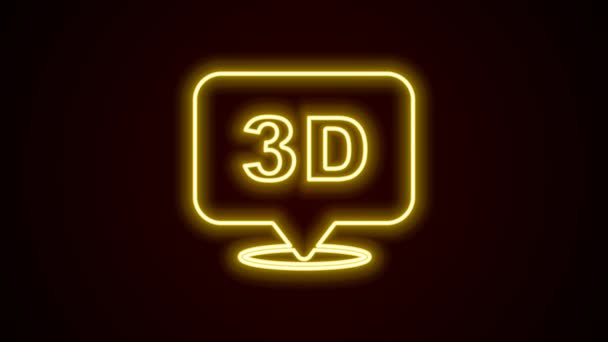 Icono de palabra 3D de línea de neón brillante aislado sobre fondo negro. Animación gráfica de vídeo 4K — Vídeo de stock
