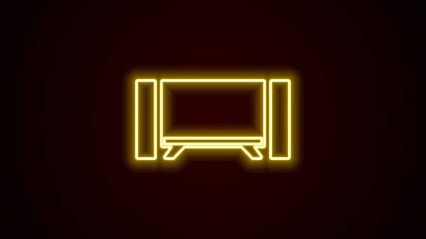 Linea neon luminosa icona Smart Tv isolata su sfondo nero. Segnale televisivo. Animazione grafica 4K Video motion — Video Stock