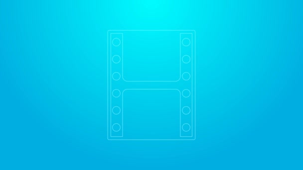 Rosa linje Spela Video ikonen isolerad på blå bakgrund. Filmskylt. 4K Video motion grafisk animation — Stockvideo