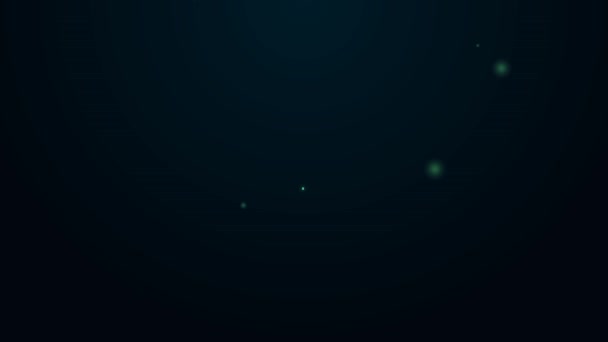 Zářící neonová čára Ikona reflektoru filmu izolovaná na černém pozadí. Světelný efekt. Scéna, Studio, Show. Grafická animace pohybu videa 4K — Stock video