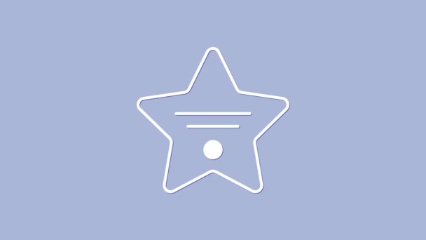 Biały spacer gwiazdy sławy na ikonie bulwaru gwiazd odizolowany na fioletowym tle. Hollywood, słynny chodnik, aktor z bulwaru. 4K Animacja graficzna ruchu wideo — Wideo stockowe