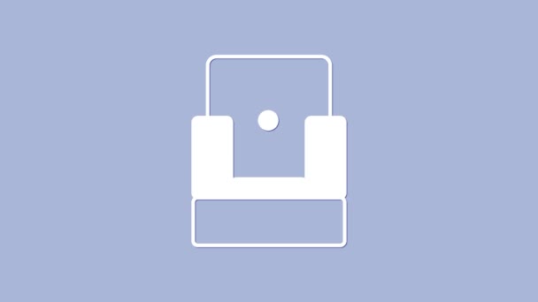 紫色の背景に隔離されたホワイトシネマチェアアイコン。4Kビデオモーショングラフィックアニメーション — ストック動画
