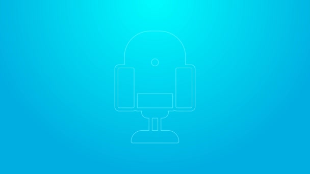 Linea rosa Regista icona sedia da film isolato su sfondo blu. Industria cinematografica. Animazione grafica 4K Video motion — Video Stock